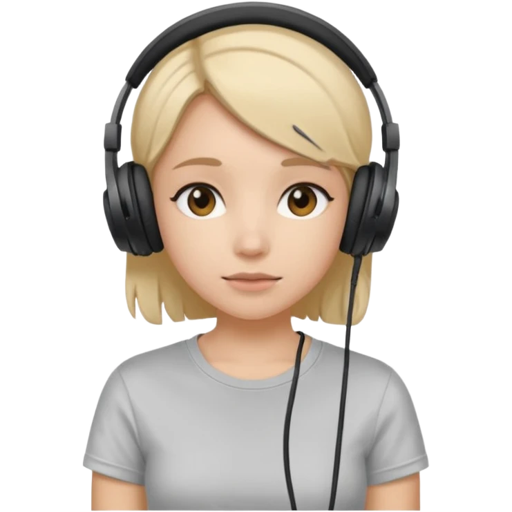 Female, shy, wearing headphone having mic, t-shirt 
 emoji