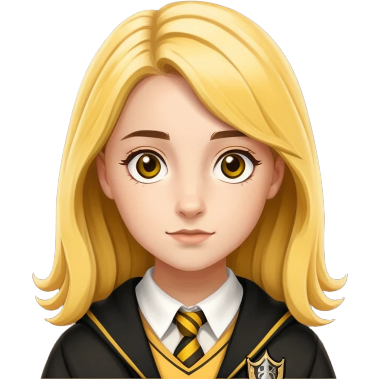 Charlotte Skeoch is hannah abbott in harry potter, wear hogwarts Hufflepuff uniform emoji