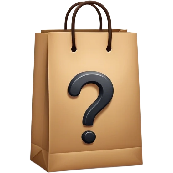 dark goodie bag with question mark emoji