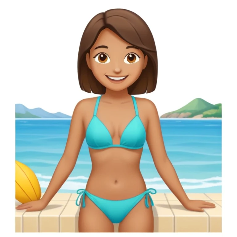 summer day with girl in bathing suit emoji