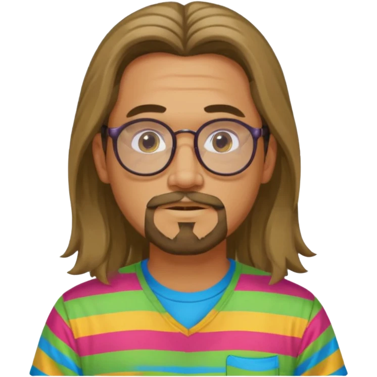Marc Rebillet with long hair, round glasses and goatee emoji