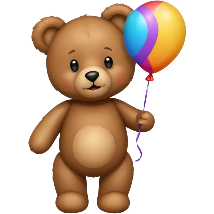 Teddy bear with colourful balloon in hand emoji
