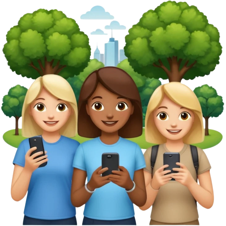 Crowd of People having phone in their hands emoji