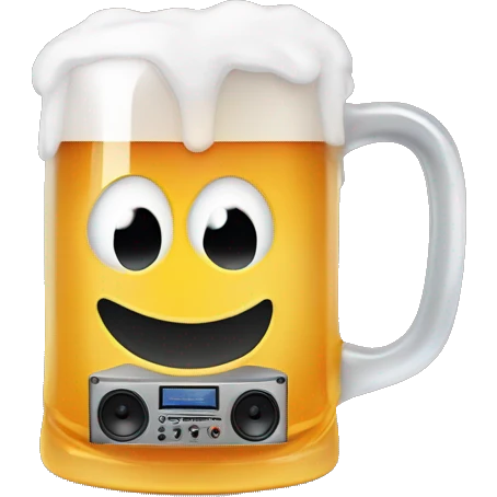 Beer mug with sound system and stage emoji
