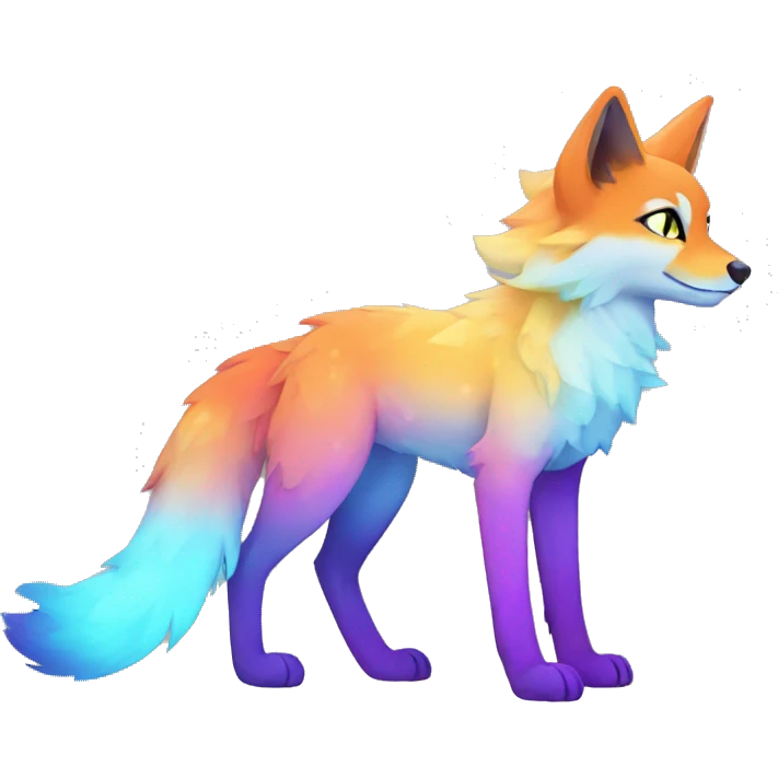 Colorful gradient-Sparkle-fox-wolf-cat-nebula-fursona full body emoji