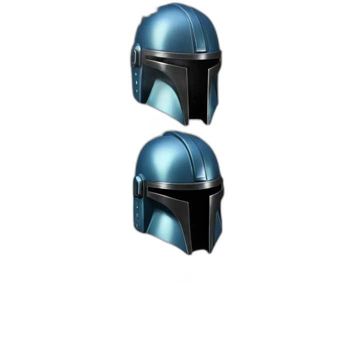 shiny blue mandalorian helmet with gold flower pattern and black rims emoji