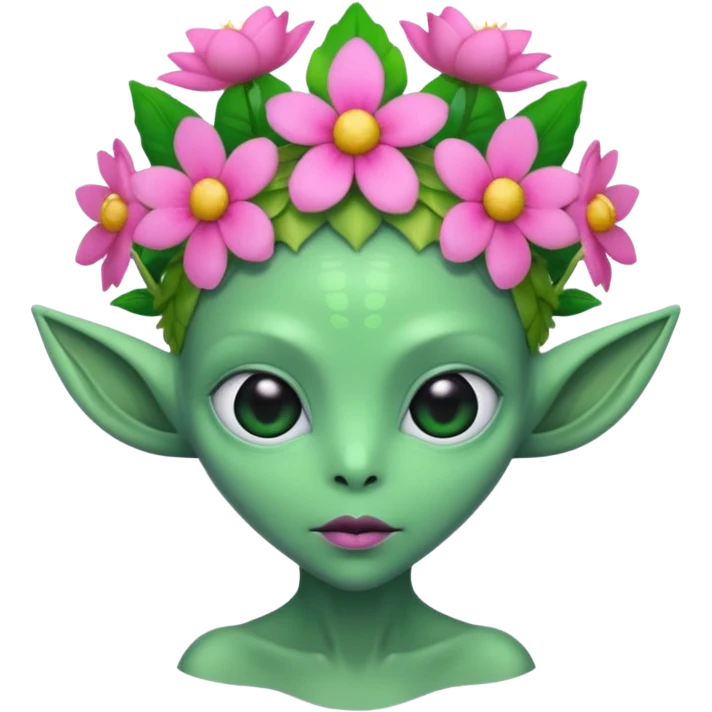 Alien with a pink flower crown  emoji