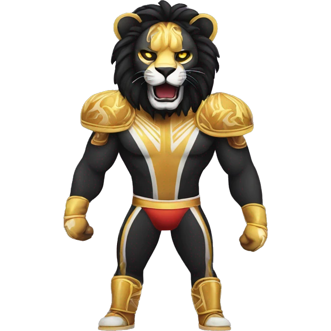 Black lion as lucha libre wrestler emoji