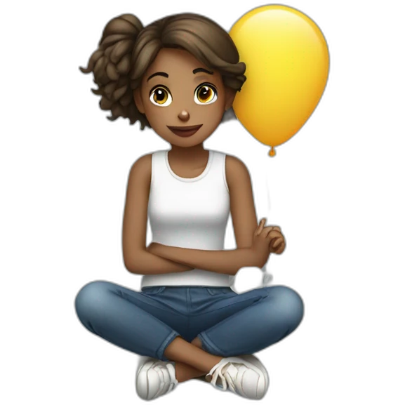 girl sitting opn balloon emoji