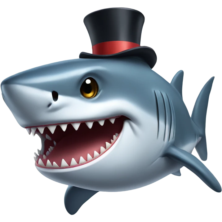 Shark with a top hat emoji
