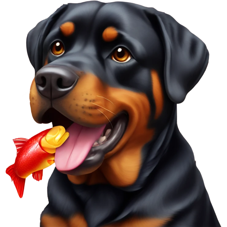 Stupid Rottweiler eating Swedish fish emoji