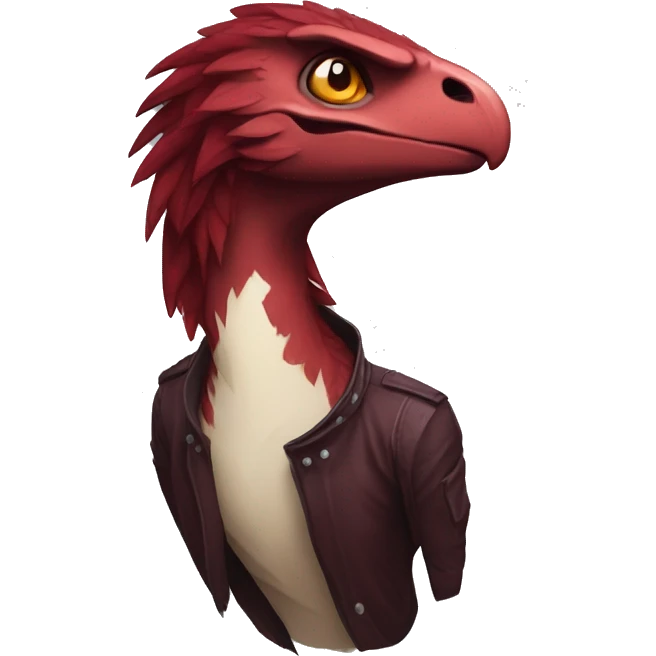 Cool edgy Maroon-colored raptor with red mane emoji