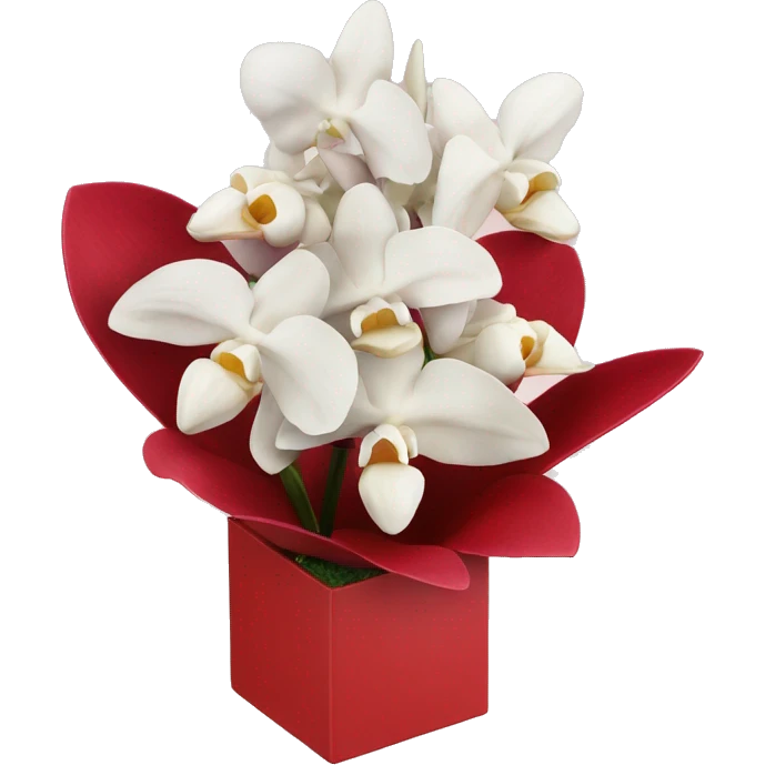 Realistic orchid bouquet 15 in a red box emoji