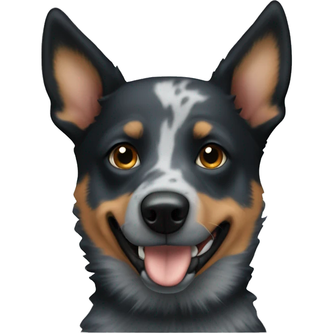 Blue heeler dog with black on half of the face  emoji