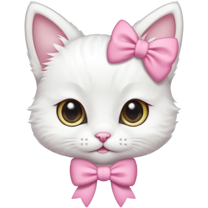 Uma gatinha branca com lacinho rosa emoji