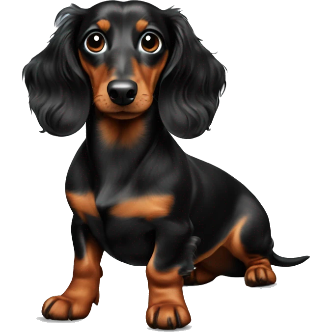 Longhair dachshund curly with black ear emoji