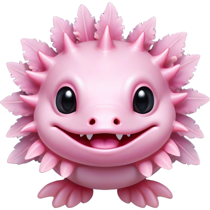 Cinematic Comical Axolotl Portrait Emoji, Head tilted dramatically with an exaggeratedly amused expression, featuring smooth, pale pink skin with ruffled, feathery gills and wide, expressive dark eyes filled with playful disbelief, Simplified yet hilariously expressive features, highly detailed, glowing with a slightly sassy glow, high shine, dramatic yet playful, stylized with an air of cheeky mischief, bright and endearing, soft glowing outline, capturing the essence of a spirited and over-the-top aquatic friend, so meme-worthy it feels like it could side-eye its way into internet fame instantly! emoji