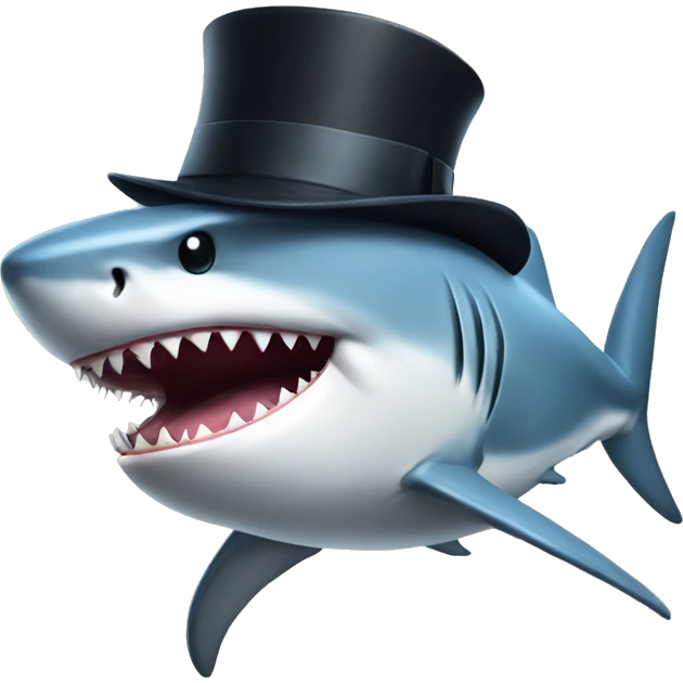 Shark with a top hat emoji