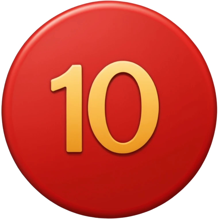 make a circle with a red number 10 in it, and make the numbers themselves red emoji