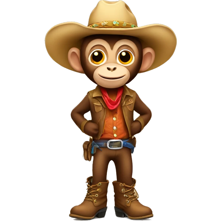 A monkey with cowboy boots and hat  emoji