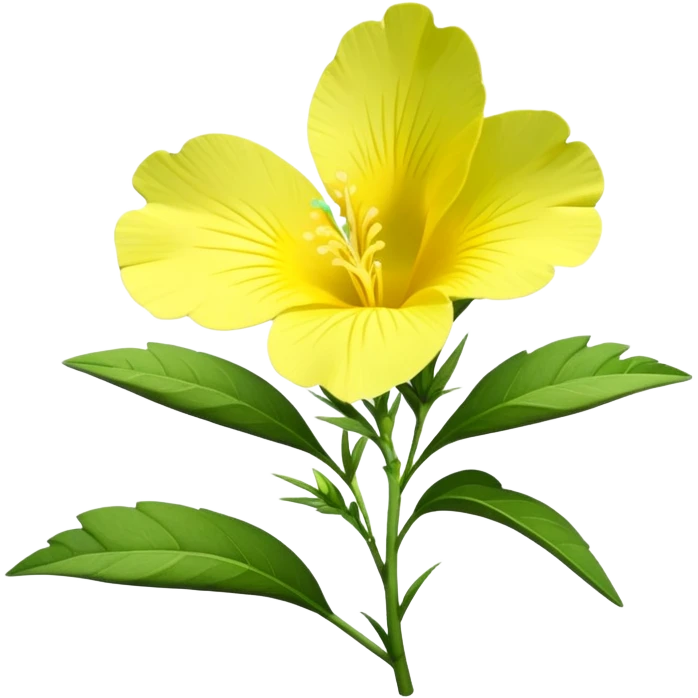 evening primrose flower with green leaves emoji