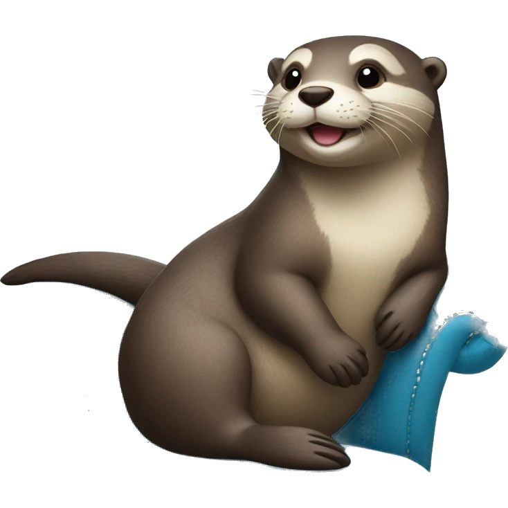 happy otter chilling on a blue couch emoji
