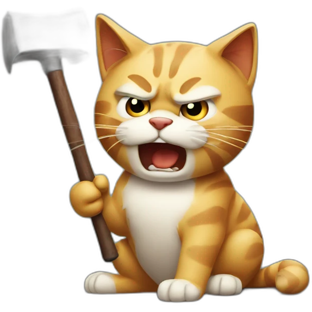 Angry cat with hammer emoji