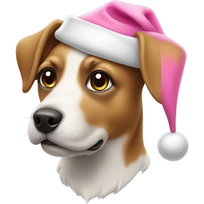 Dog with a pink Santa hat emoji