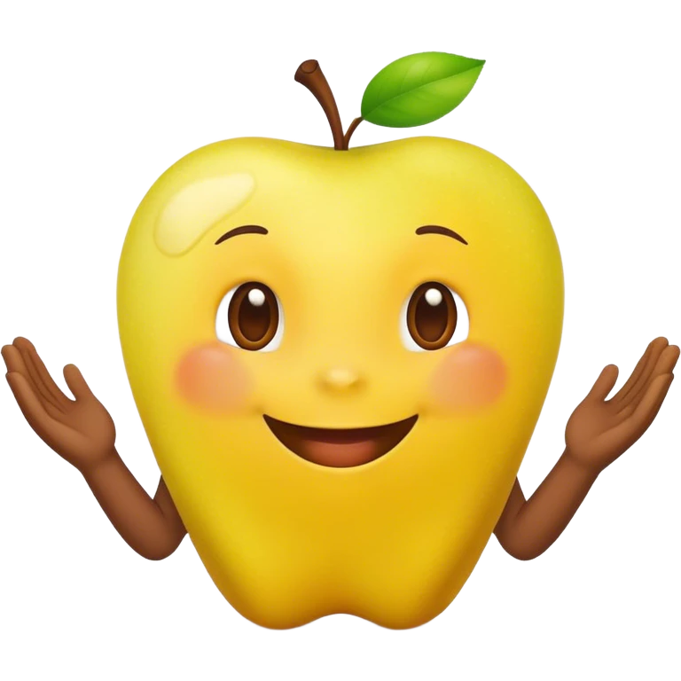 happy yellow apple with hands emoji