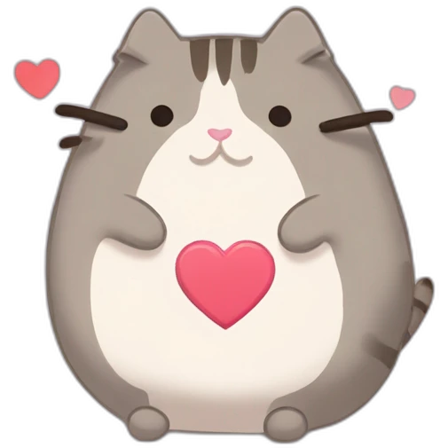 Pusheen holding heart emoji