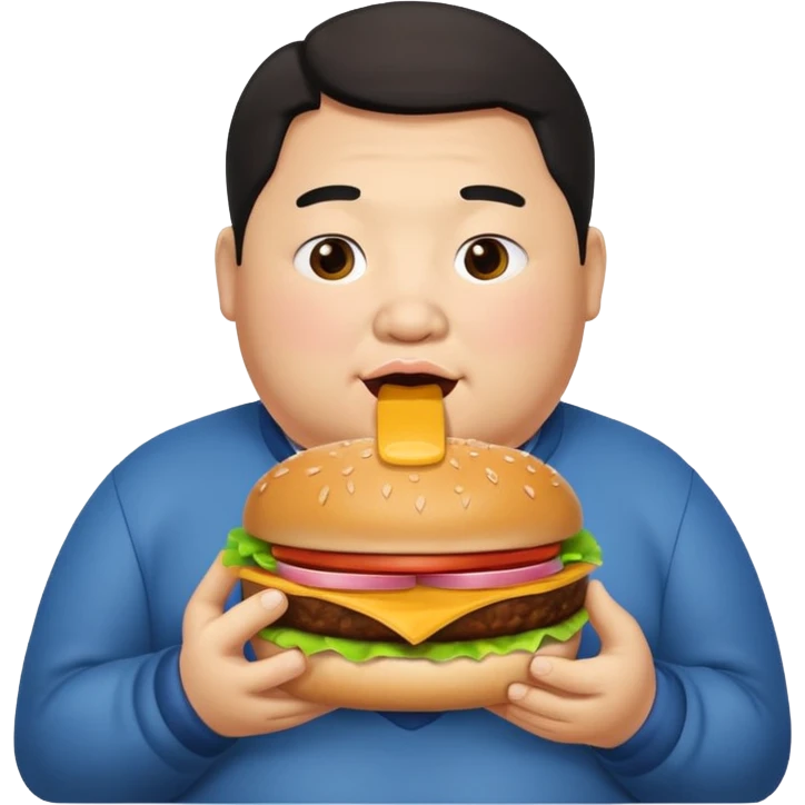 Stupid fat man eating mcdonalds and is asian emoji