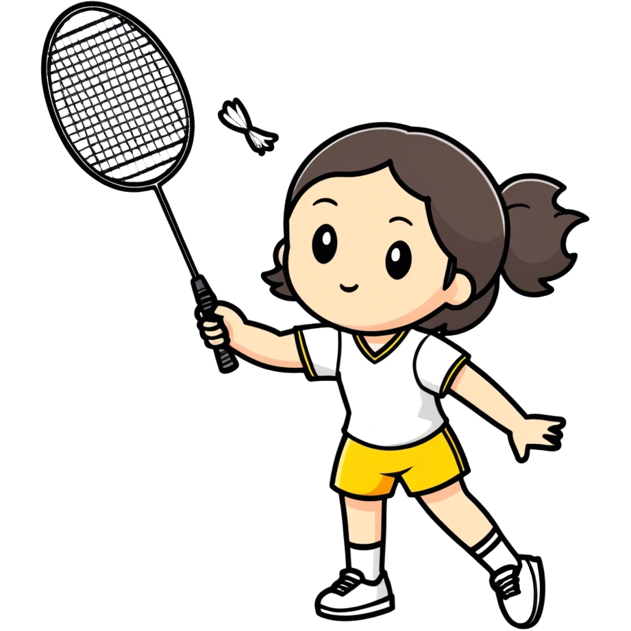 Beautiful long hair girl playing badminton emoji