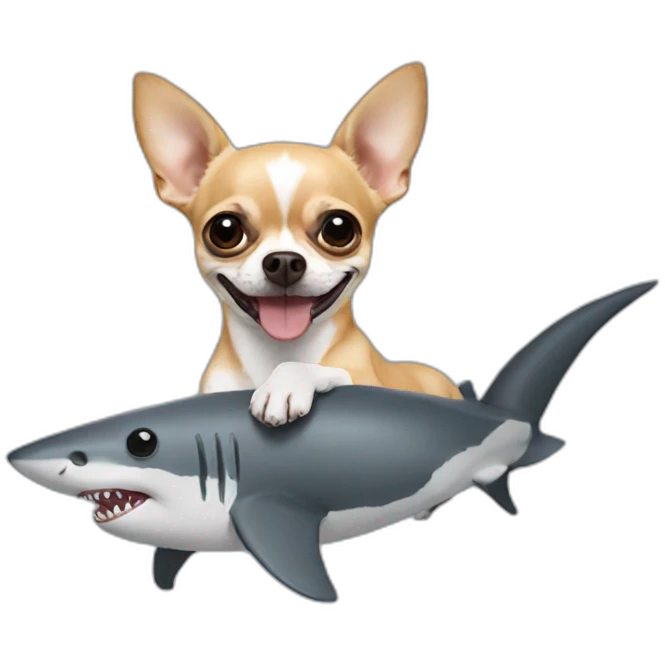 a chihuahua on a shark emoji