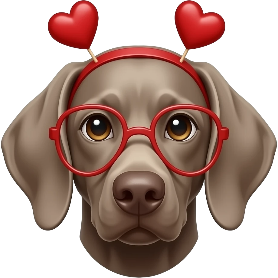 Weimeraner head with valentines day garb emoji