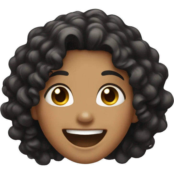 Girl with dark curly hair laughing  emoji