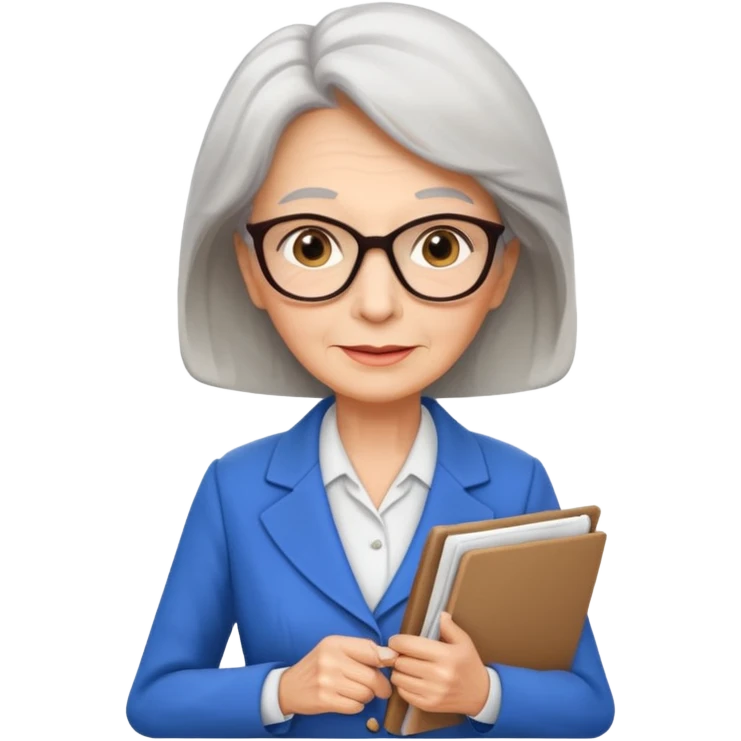 72-year-old professional woman, holding documents, neat attire, confident expression emoji