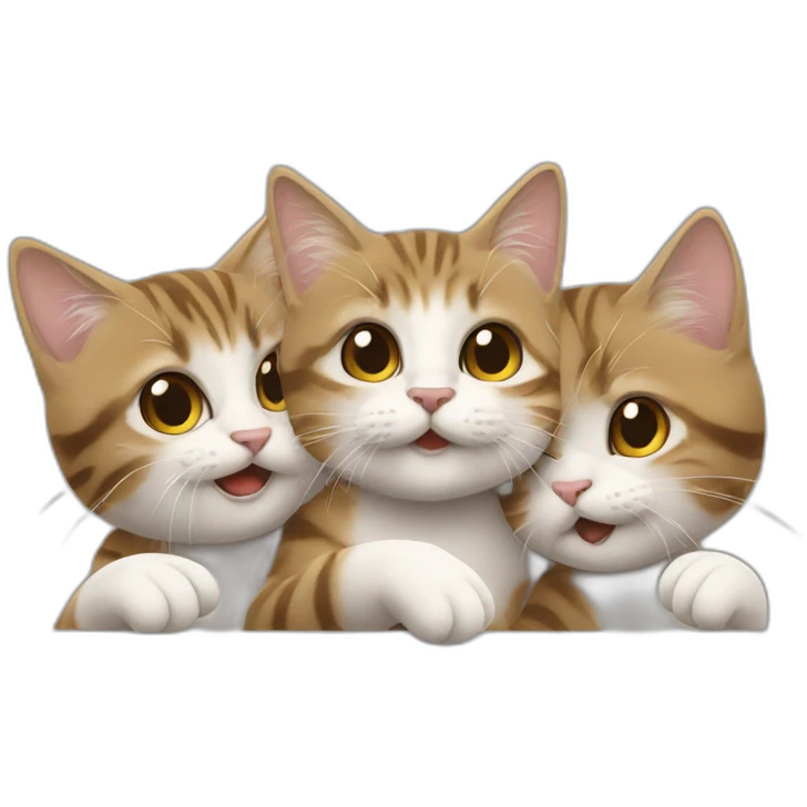 Trois chats qui se battentent emoji