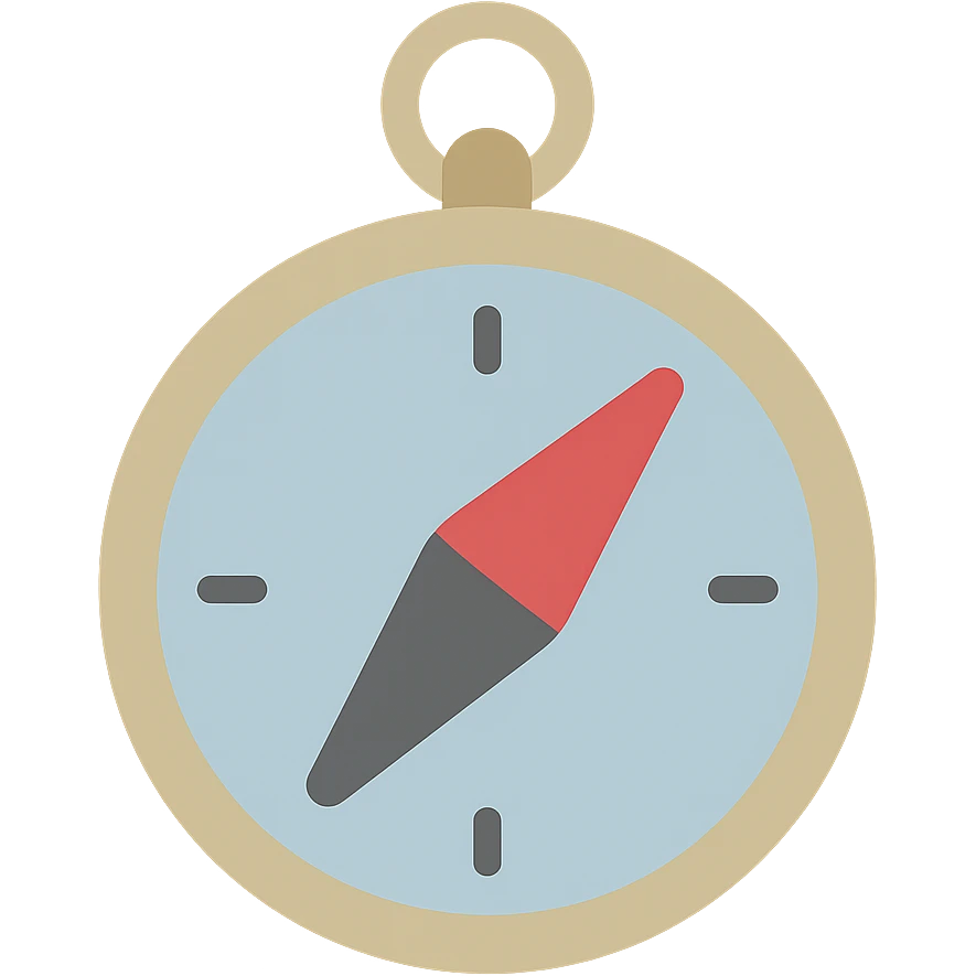 compass, flat color icon style, minimal details, bold shapes, suitable for digital interface emoji