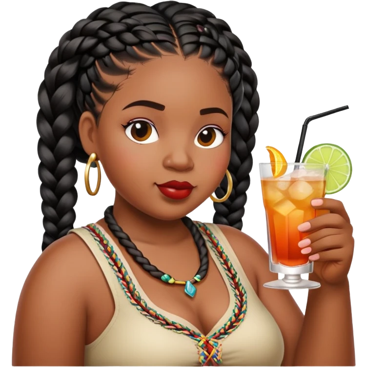  Chunky black woman with braids drinking  bc town royal emoji