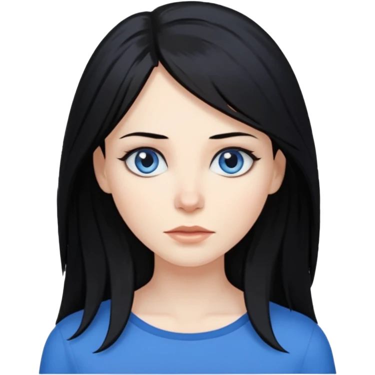 white woman with choppy long black hair emoji