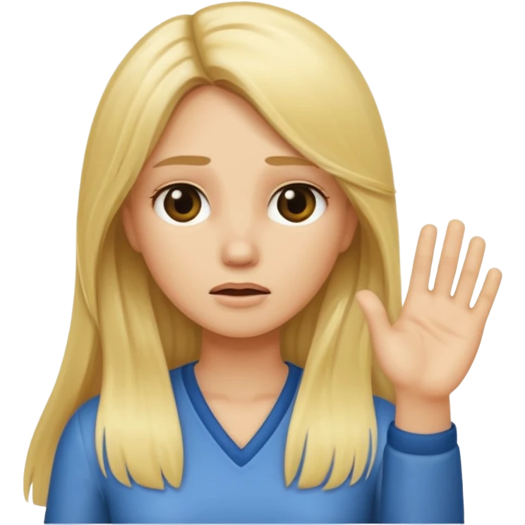 blonde female long hair saying stop emoji