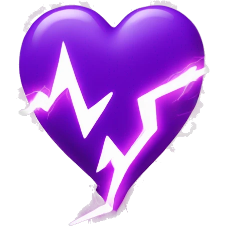 Purple heart with a lightning bolt emoji
