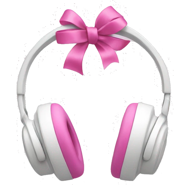 White headphones with pink bow emoji