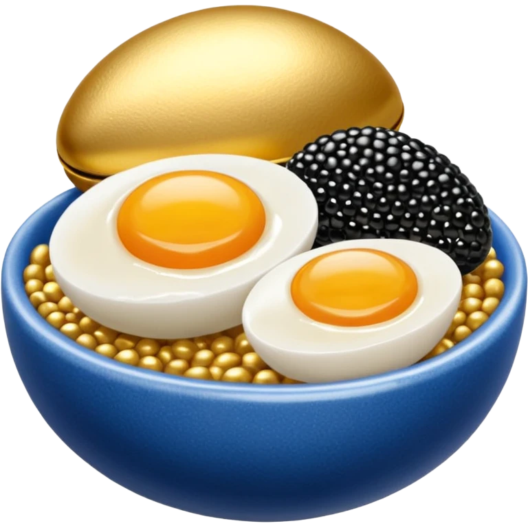 Cuenco azul y dorado con caviar emoji