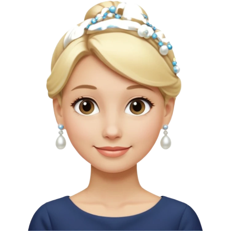 Blonde Women with Bun, Elegant Lady – blonde hair in neat low bun, pearl earrings, gentle smile.
 emoji