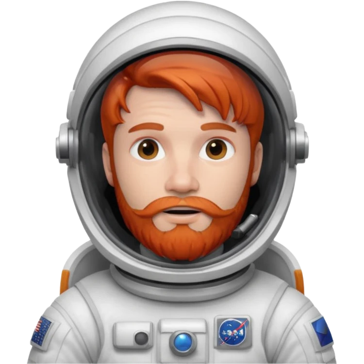 astronaut, white suit and helmet ,with red beard emoji