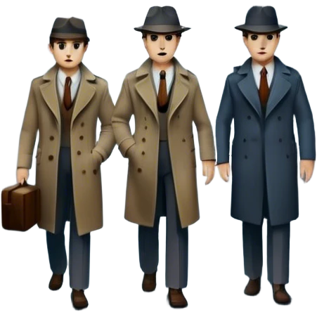 Icon for Detective Movie: A vintage movie poster-style design of a mysterious detective movie. Include dark alleyways, fog, and shadowy figures. The design should evoke a classic noir detective story with retro cinematic typography. Transparent background. emoji