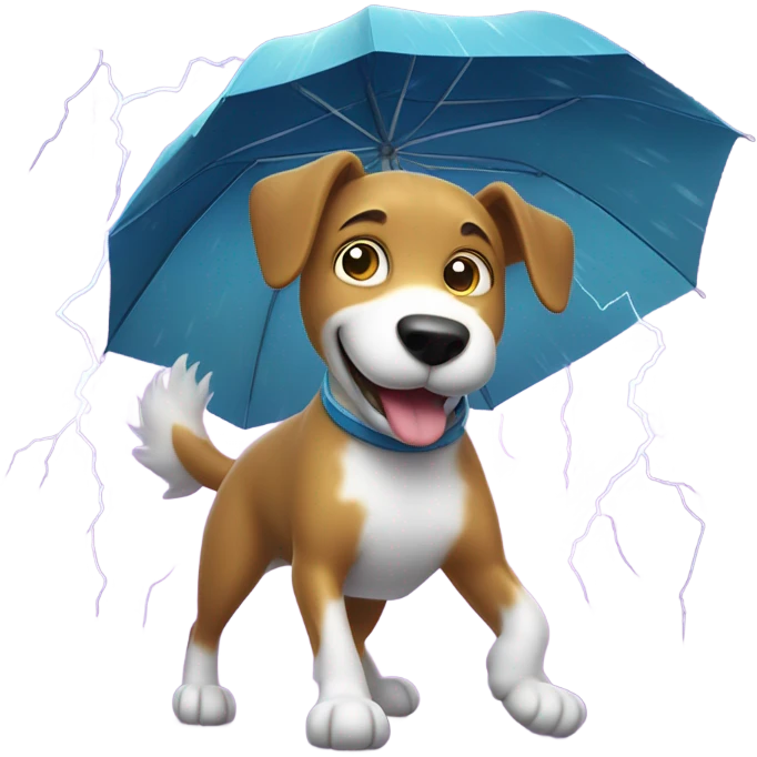 Make an emoji that the dog is dancing in the storm emoji
