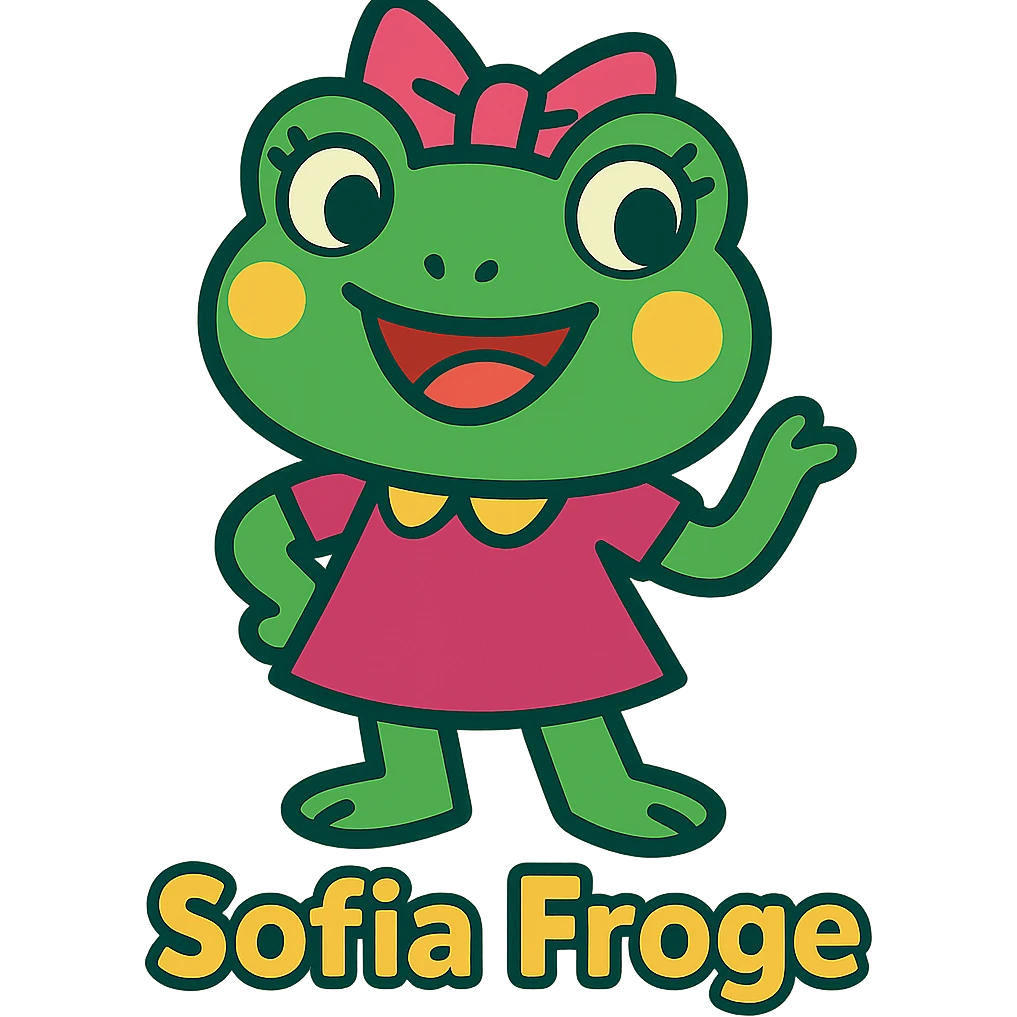 cute cartoon frog character Sofia Froge in vibrant toon style emoji