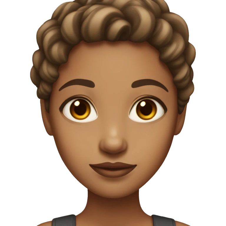 girl with light tan skin and brown eyes and brown hair with light highlights  emoji